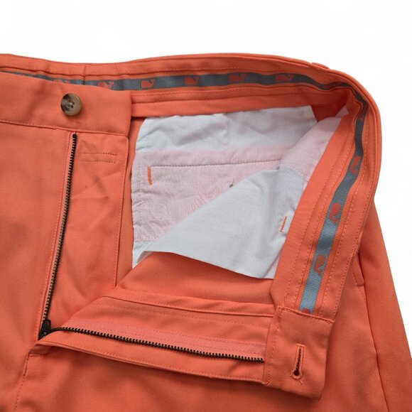 Vineyard Vines Link Shorts Men's Bright Orange Golf Flat Front Bold Preppy 34 - Picture 3 of 6